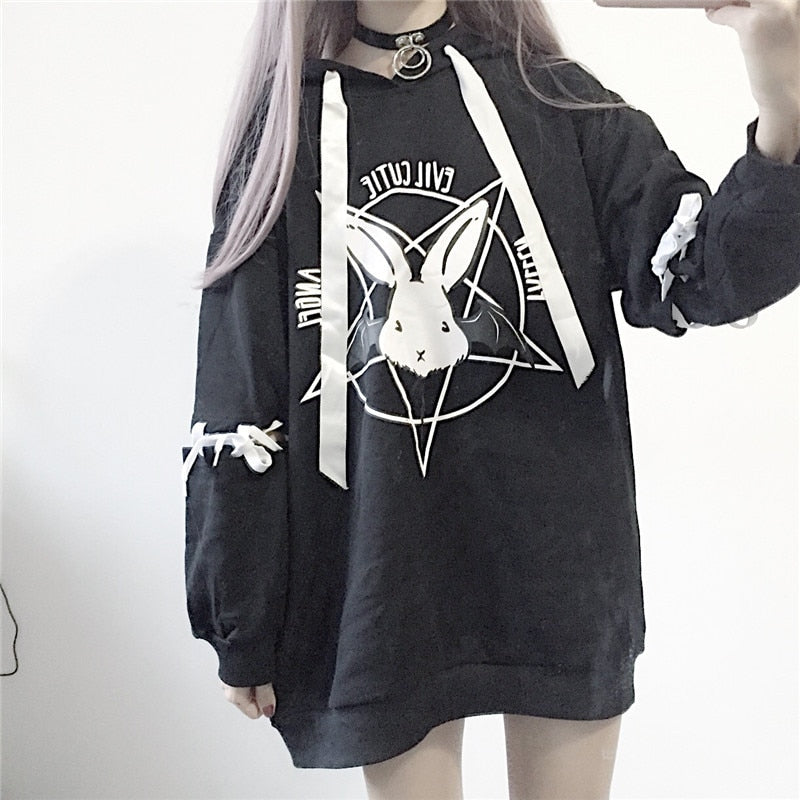 Harajuku Gothic Style Fallen Cutie Bunny Hoodie