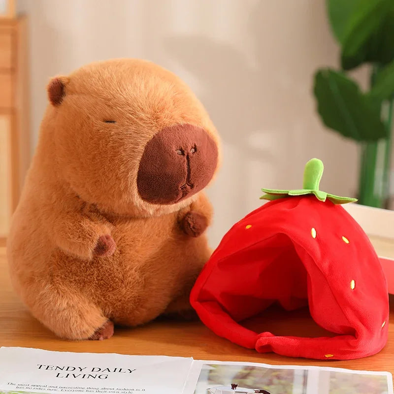 22/33CM Kawaii Strawberry Hat Capybara Plush