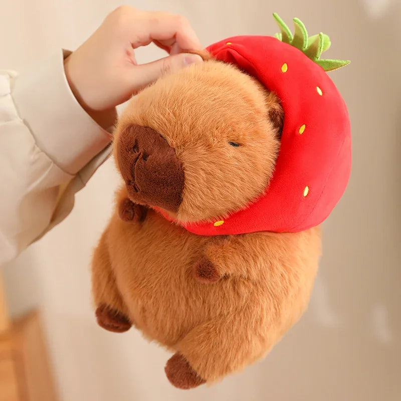 22/33CM Kawaii Strawberry Hat Capybara Plush