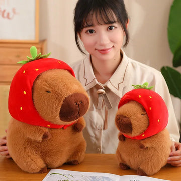 22/33CM Kawaii Strawberry Hat Capybara Plush