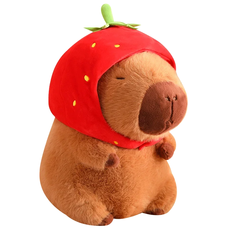 22/33CM Kawaii Strawberry Hat Capybara Plush