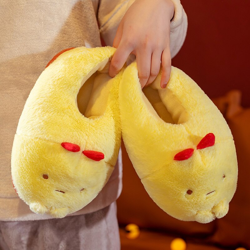 Kawaii Plush Character Slippers - Dinosaur, Cat, Bear