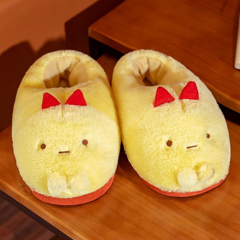 Kawaii Plush Character Slippers - Dinosaur, Cat, Bear