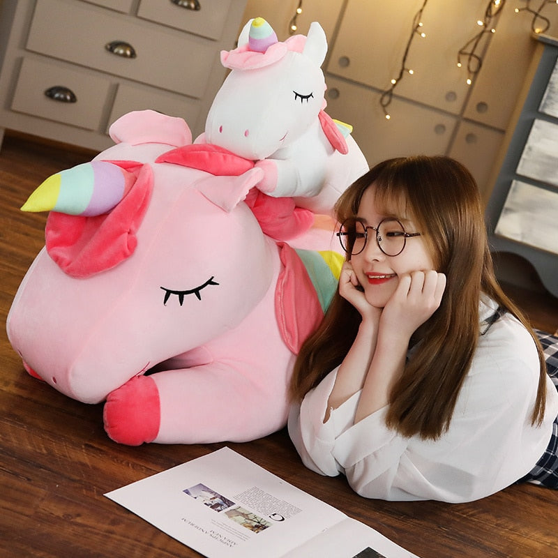 25-100cm Giant Unicorn Plushie in White or Pink