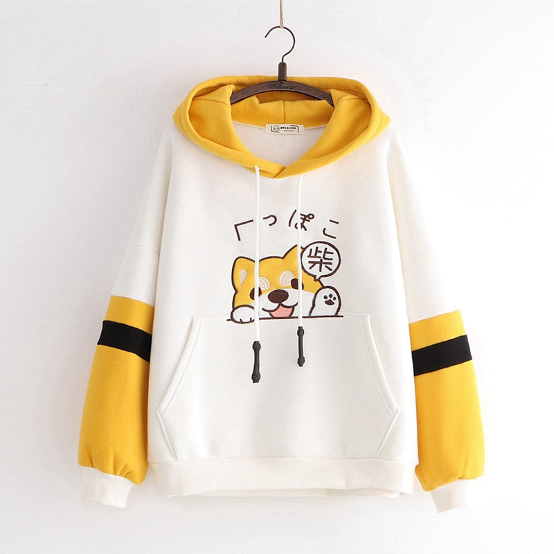 Kawaii Black Or Yellow Shiba Inu Hoodie