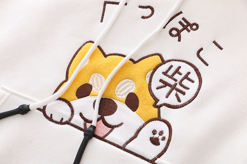 Kawaii Black Or Yellow Shiba Inu Hoodie