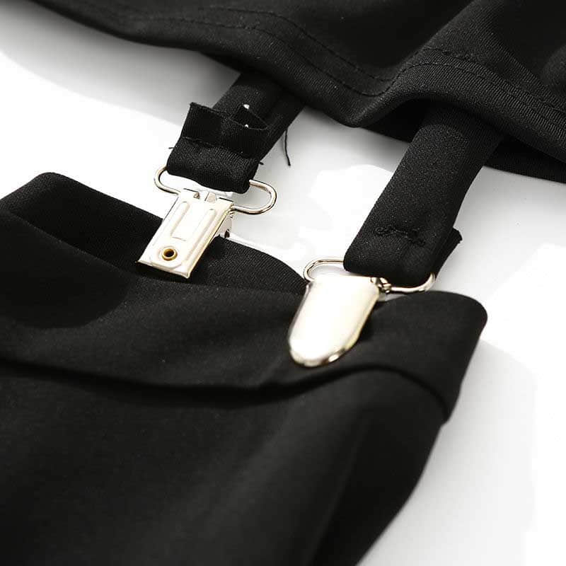 Harajuku Gothic Black Pleated Skirt and Top Set