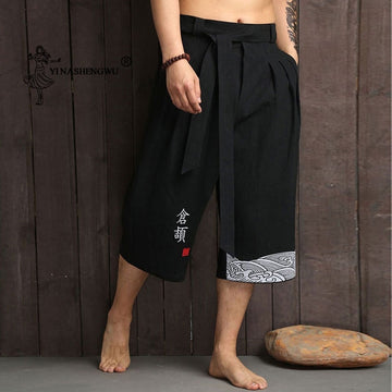 Japanese Traditional Loose Fit Cropped Shorts
