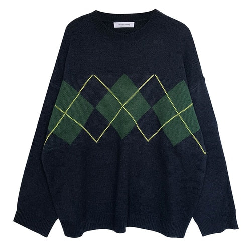 Harajuku Fashion Retro Style Oversize Geometric Sweater in 3 Colours