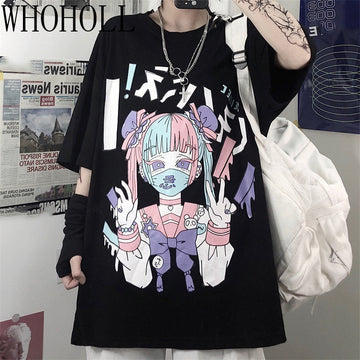 Harajuku Punk Mask Girl T-Shirt in 3 Colours