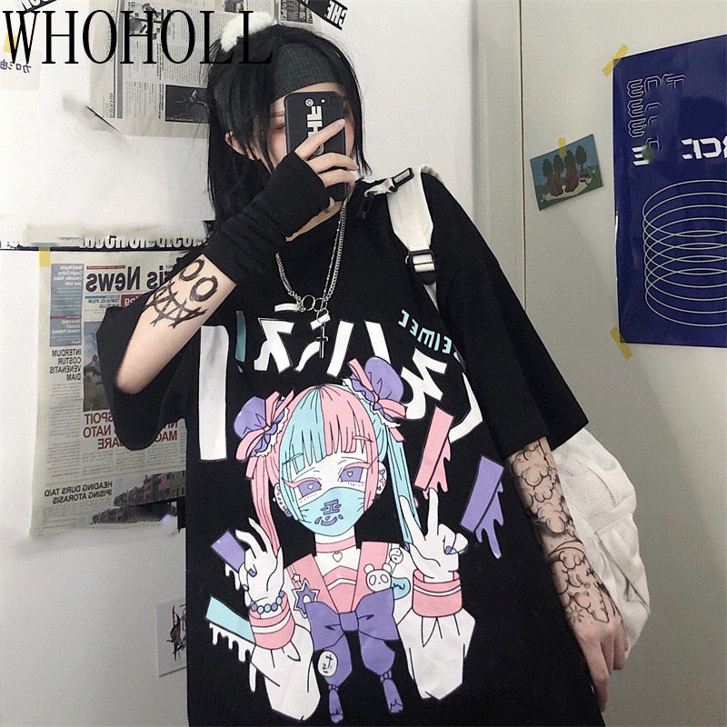 Harajuku Punk Mask Girl T-Shirt in 3 Colours