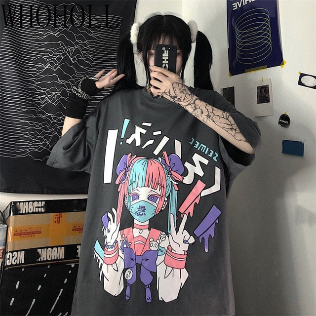 Harajuku Punk Mask Girl T-Shirt in 3 Colours