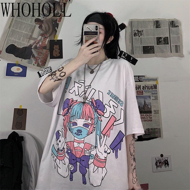 Harajuku Punk Mask Girl T-Shirt in 3 Colours