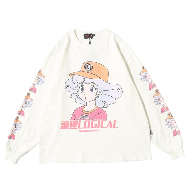 Japanese Oversize Long Sleeve Shirt: Future Funk Anime in 3 Colours
