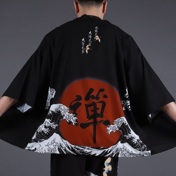 Japanese Men's Half Length Kimono: Great Wave