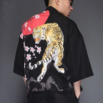 Japanese Men's Half Length Kimono: Tiger