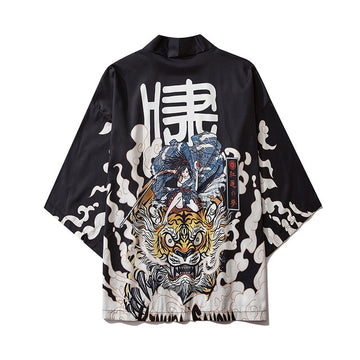 Japanese Unisex Half Length Kimono: Tiger Warrior