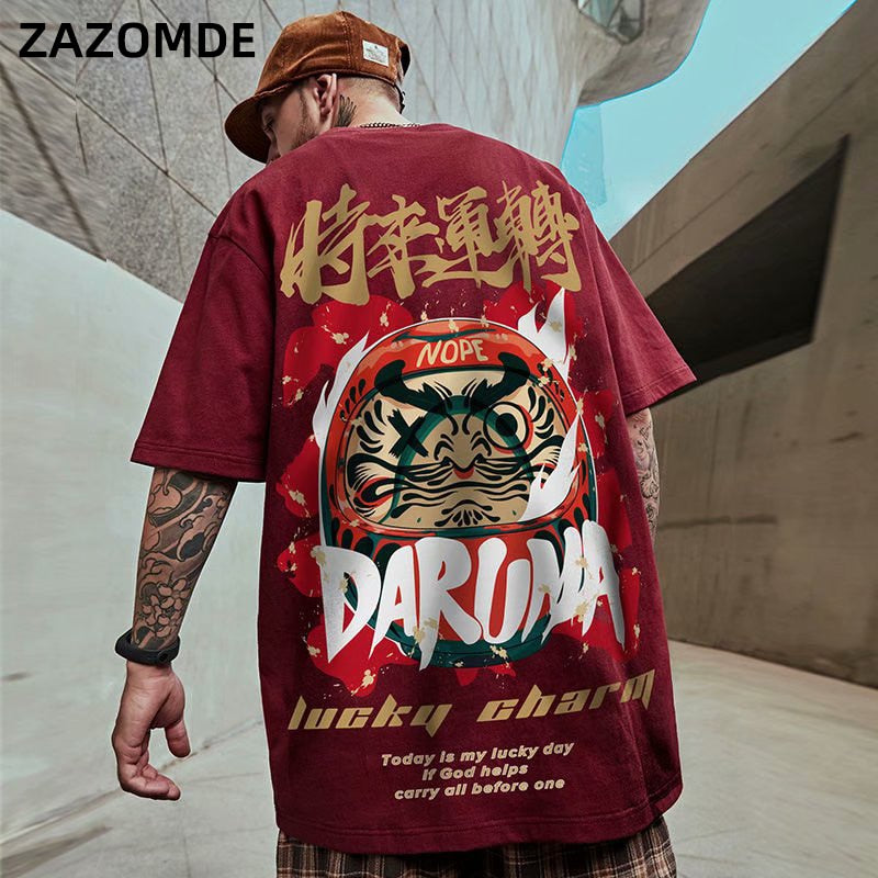 Japanese Oversize T-shirt: Lucky Daruma in 3 Colours