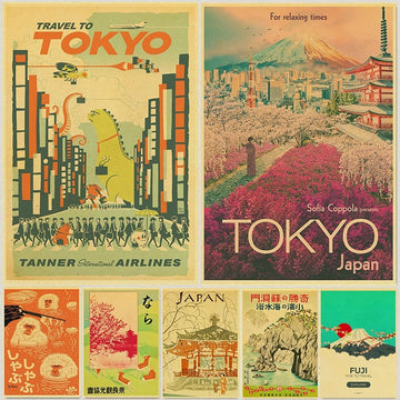 Visit Japan Tokyo Travel Retro Style Posters