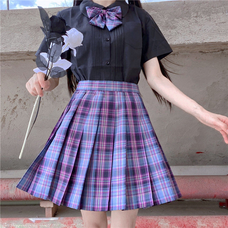 Harajuku Fashion Plaid Purple Skirt