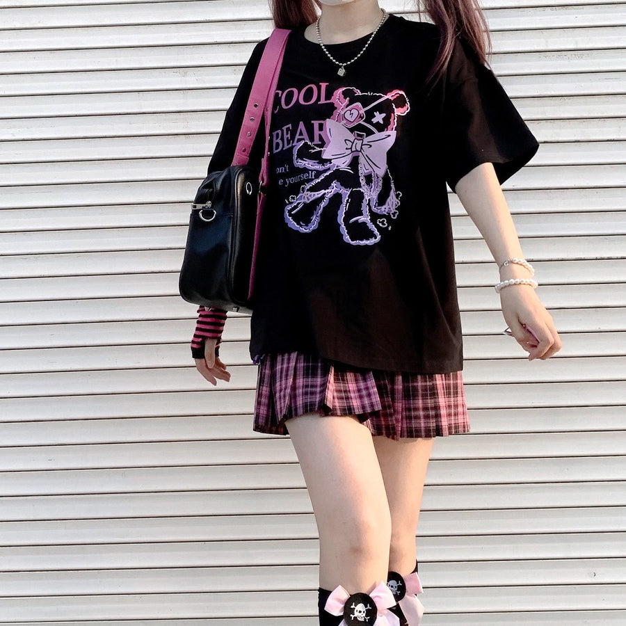 Harajuku Punk Cool Bear T-Shirt in Black or White