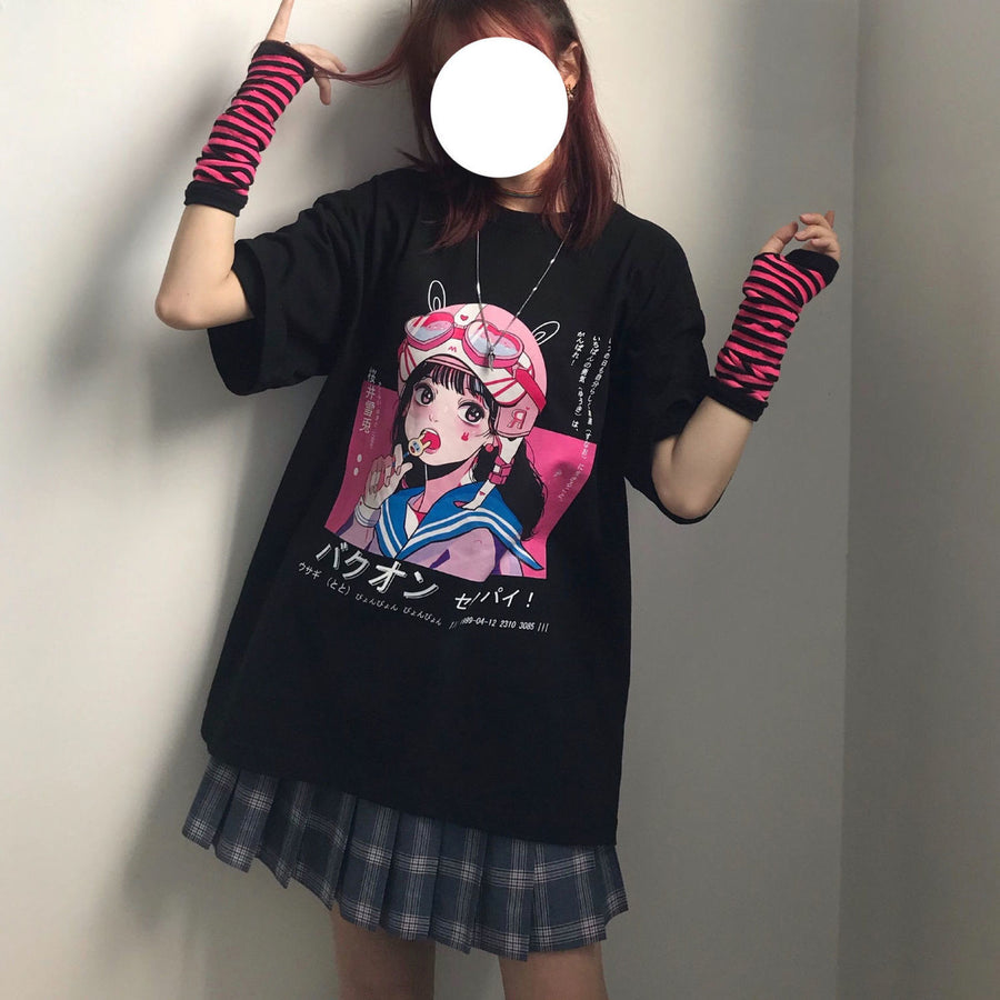 Harajuku Punk Bike On Senpai T-Shirt