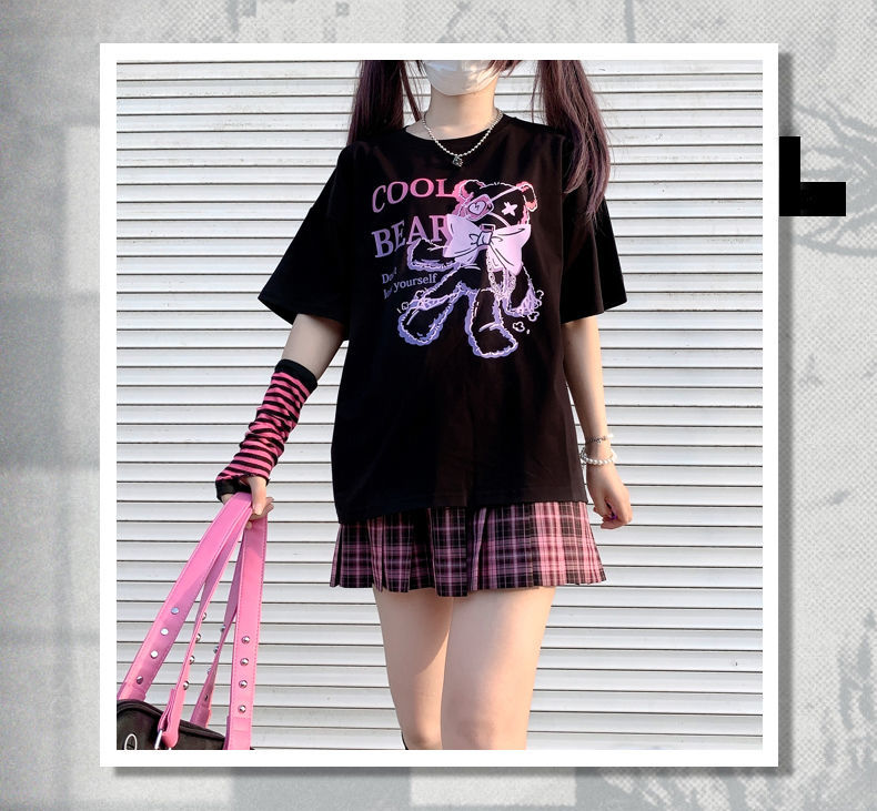 Harajuku Punk Cool Bear T-Shirt in Black or White