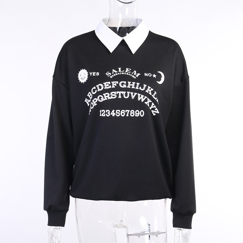 Harajuku Gothic Style Ouija Collared Sweater