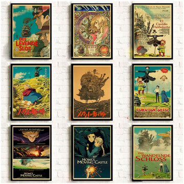 Howl's Moving Castle Retro Style Posters
