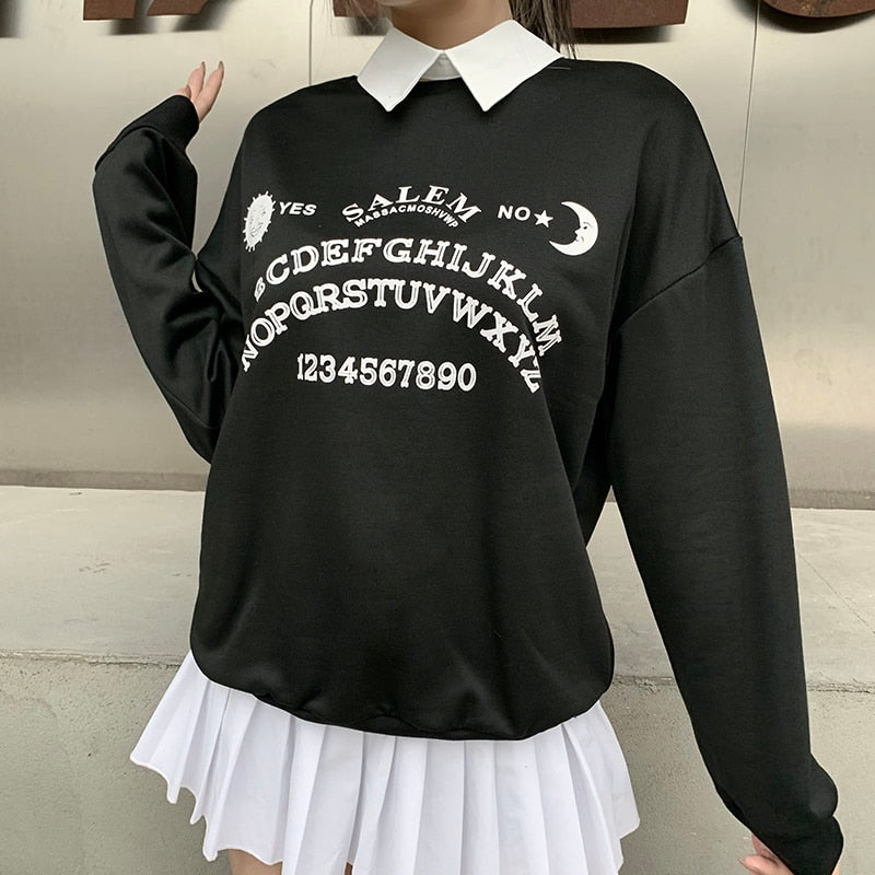 Harajuku Gothic Style Ouija Collared Sweater