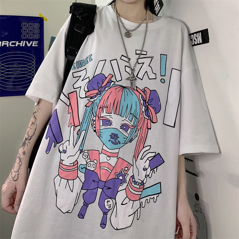 Harajuku Punk Mask Girl T-Shirt in 3 Colours