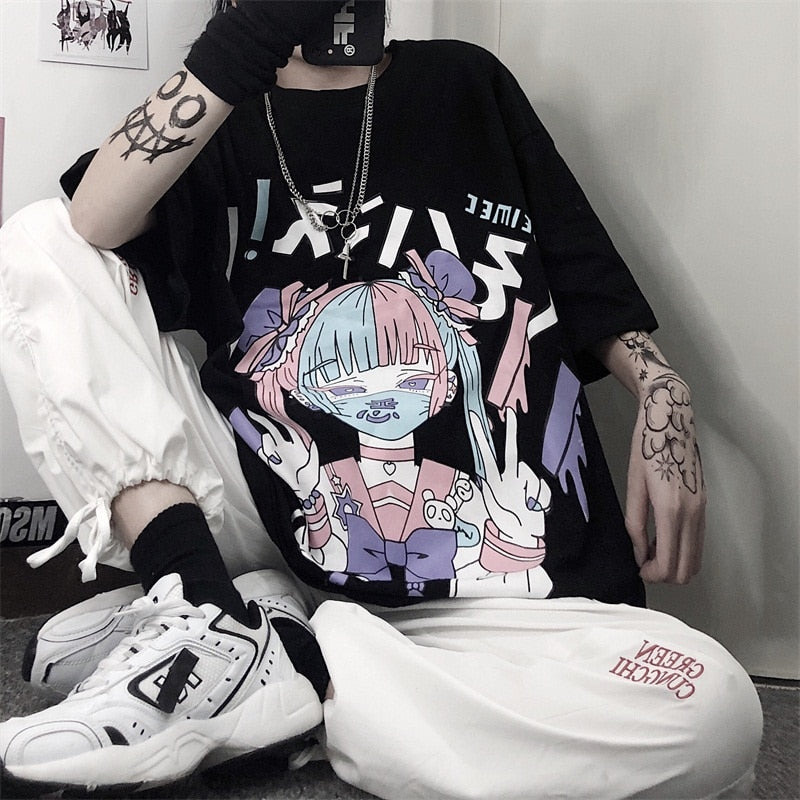 Harajuku Punk Mask Girl T-Shirt in 3 Colours