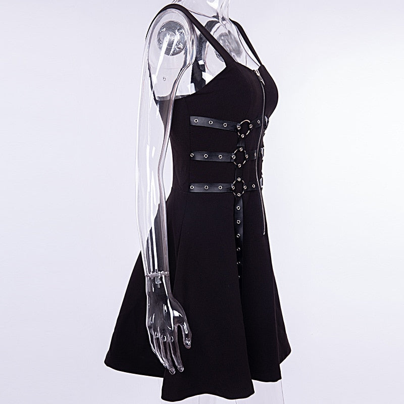 Harajuku Gothic Black Belt Dress