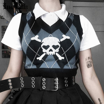 Harajuku Gothic 'Skull' Sleeveless Knitted Vest