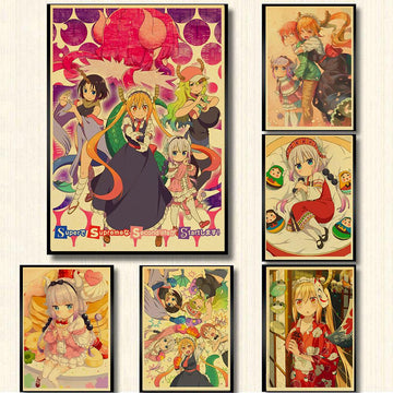 Miss Kobayashi's Dragon Maid Retro Style Posters